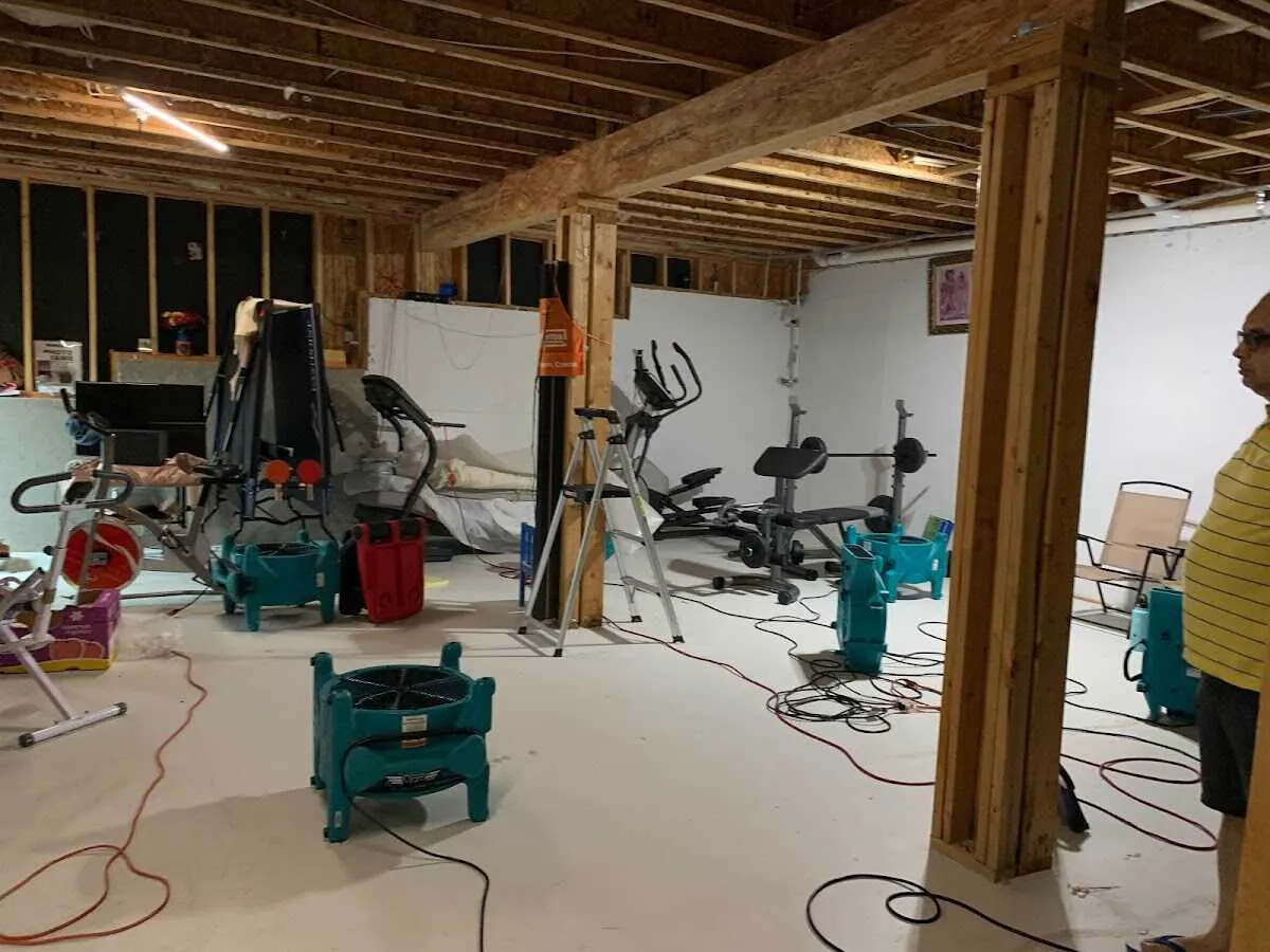 Basement drying equipment setup for Contents Cleaning & Restoration in Portage Lakes
